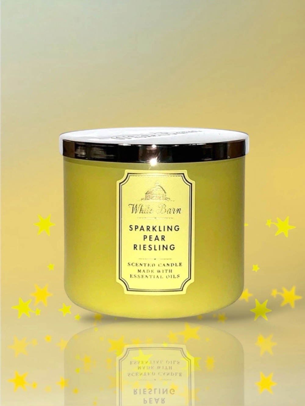 🆕💕BBW White Barn Discontinued SPARKLING PEAR RIESLING Candle • 3-Wick 14.5oz NWT